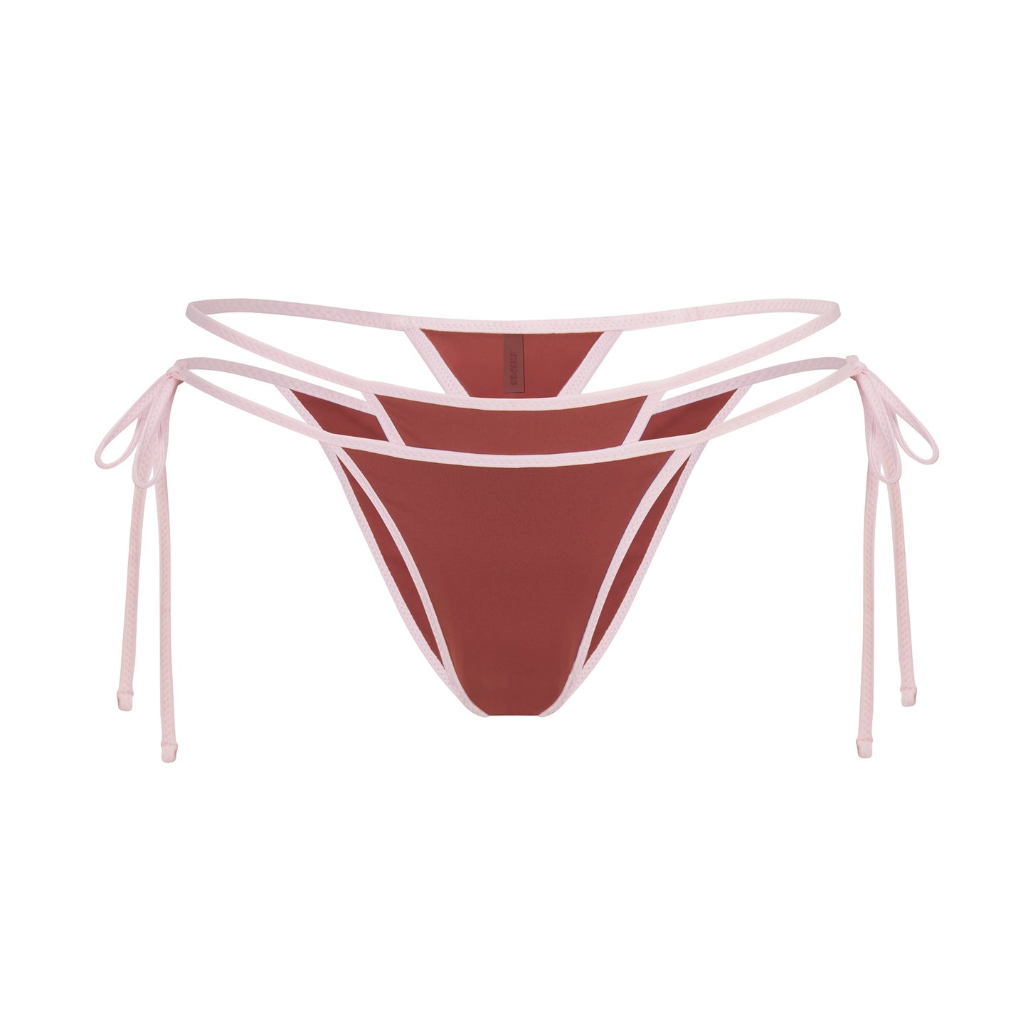 SIGNATURE SWIM LAYERED TIE SIDE BIKINI BOTTOM | HENNA CONTRAST