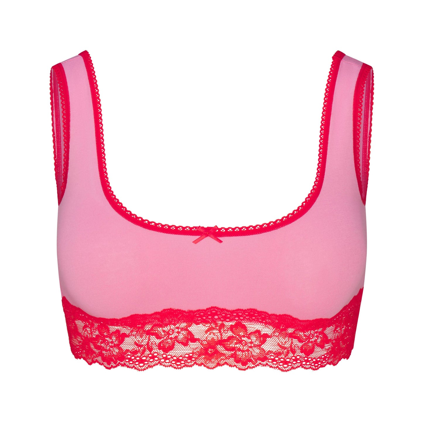 LIGHTWEIGHT COTTON LACE SCOOP BRALETTE | CARNATION CONTRAST