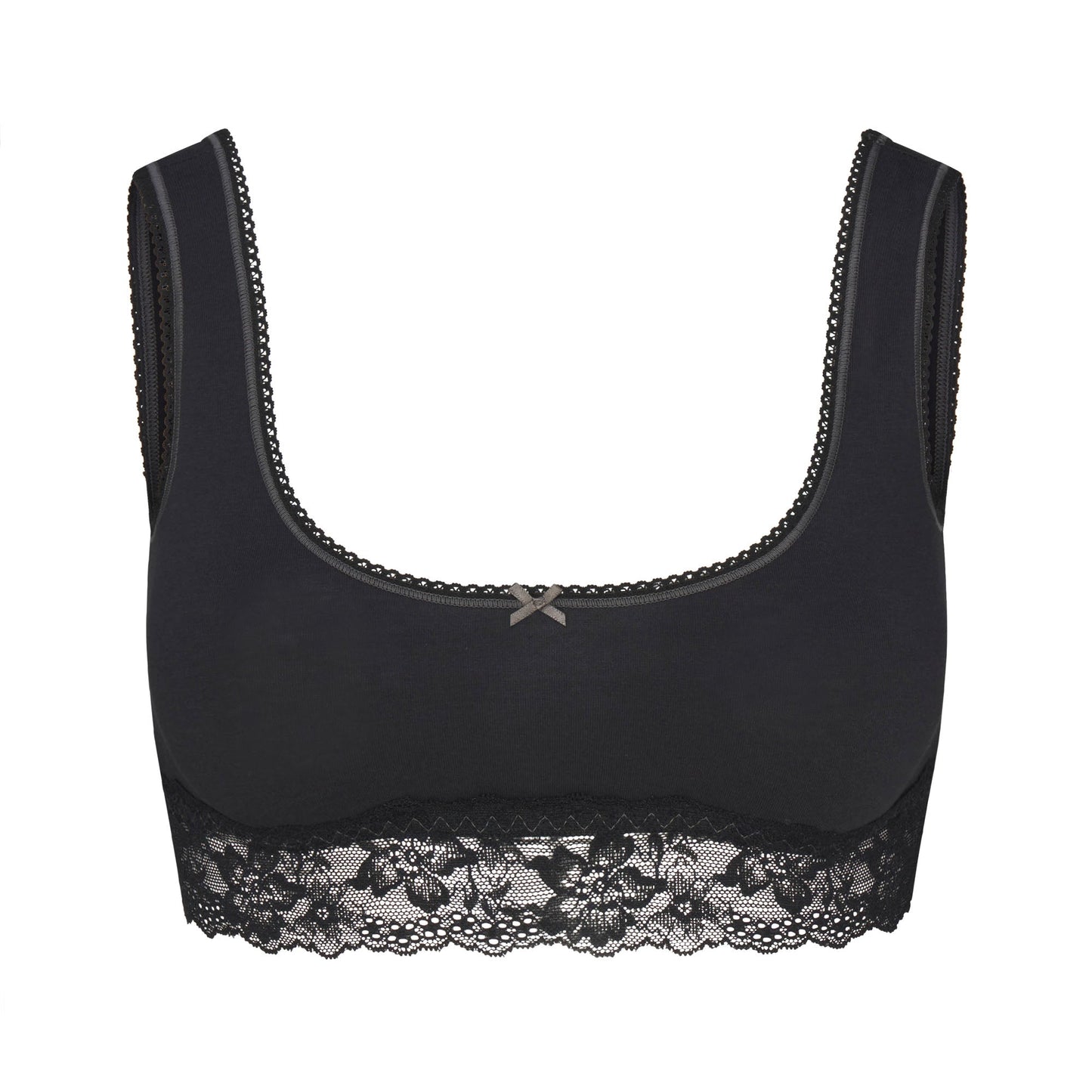 LIGHTWEIGHT COTTON LACE SCOOP BRALETTE | SOOT TONAL