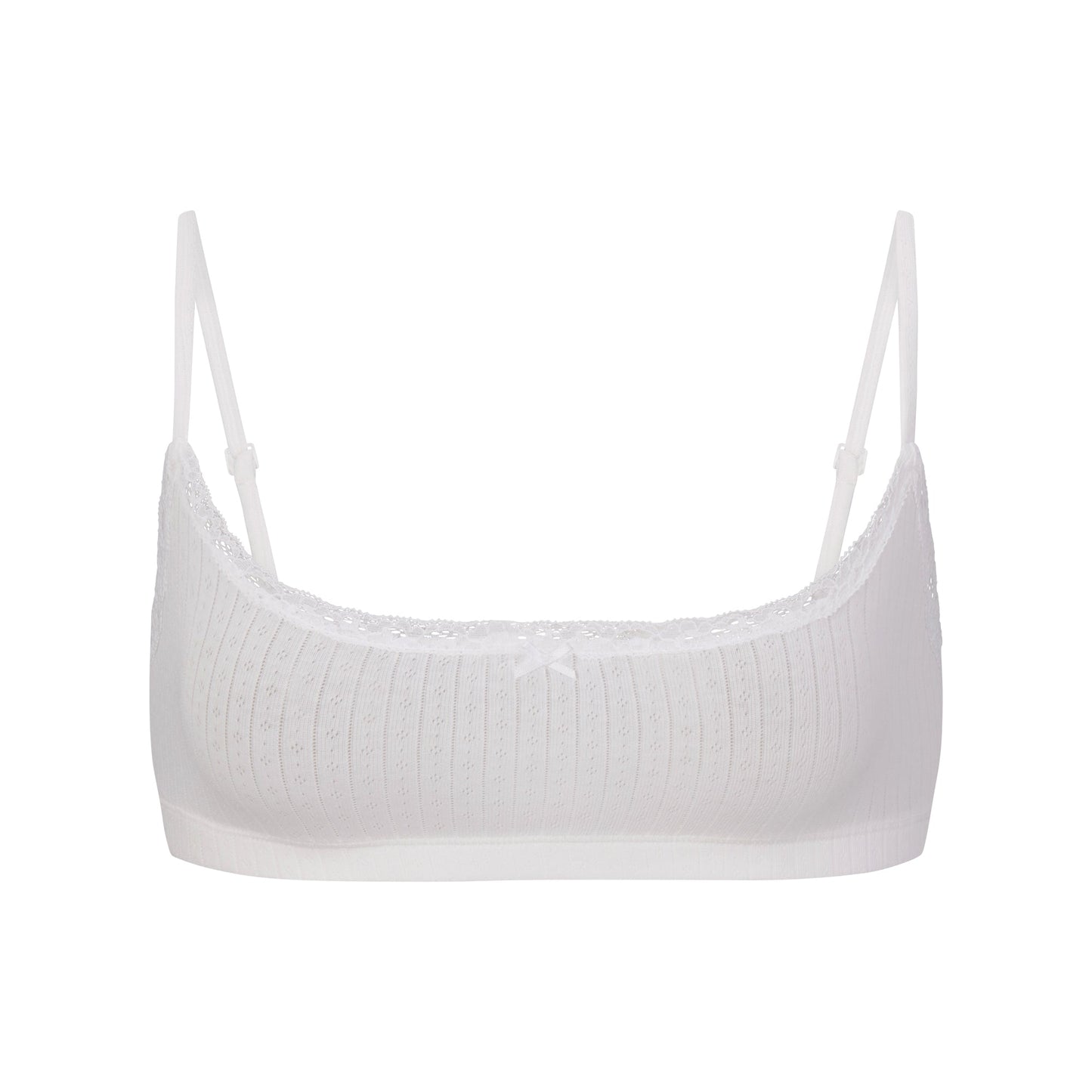 LIGHTWEIGHT COTTON POINTELLE SCOOP BRALETTE | SNOW