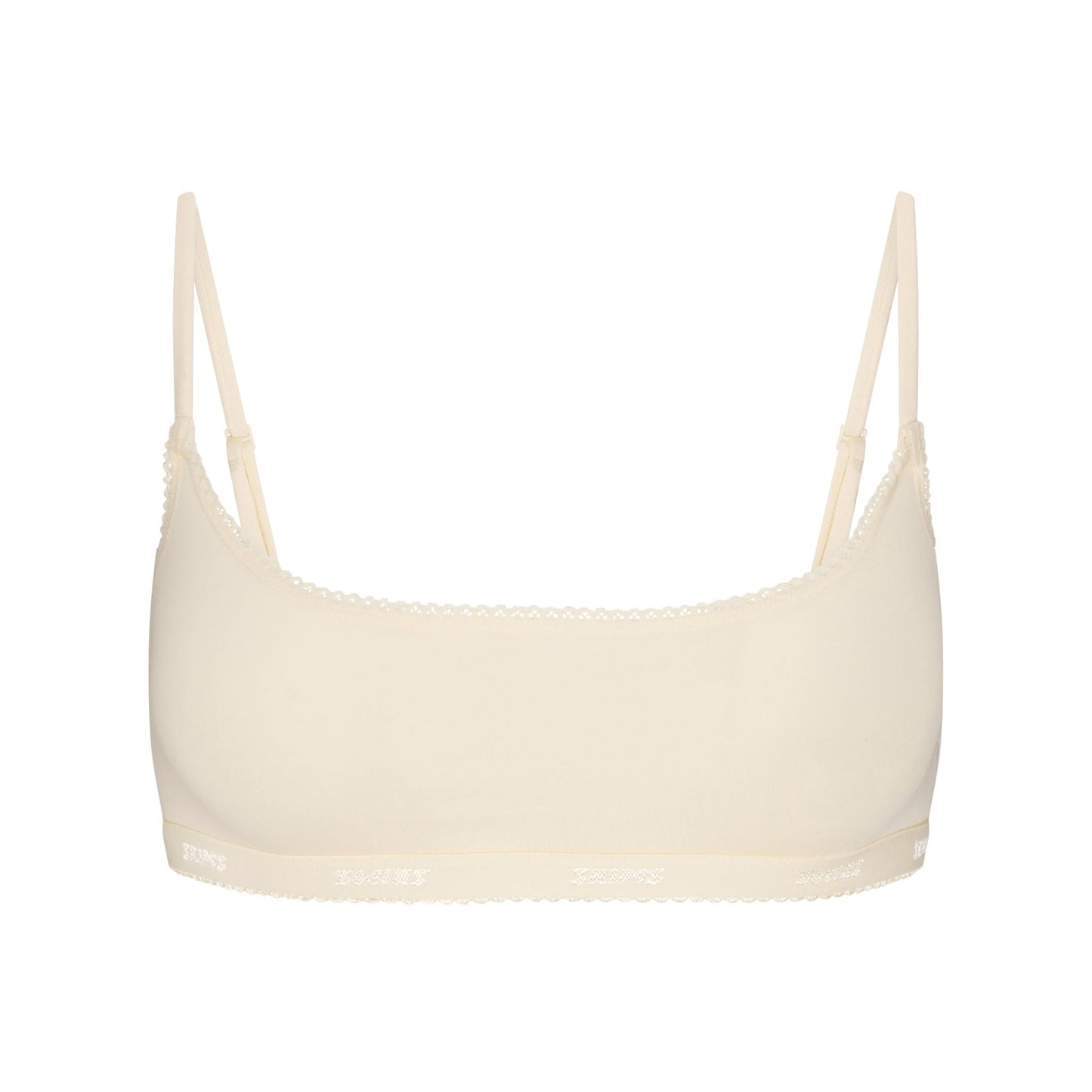 LIGHTWEIGHT COTTON LOGO PICOT SCOOP BRALETTE | BUTTER TONAL