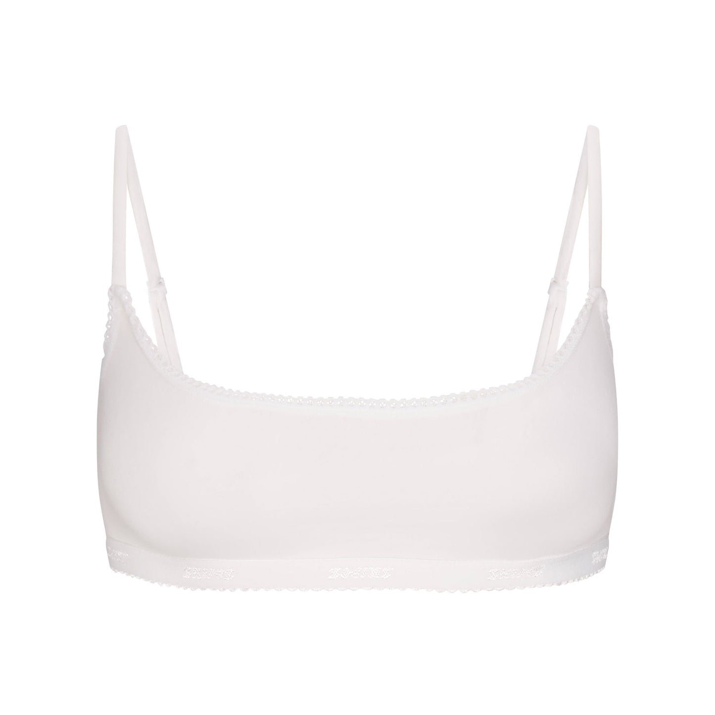 LIGHTWEIGHT COTTON LOGO PICOT SCOOP BRALETTE | SNOW