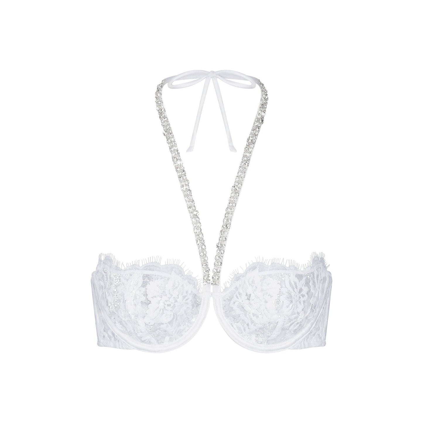 SKIMS LACE UNLINED HALTER BRA | SNOW