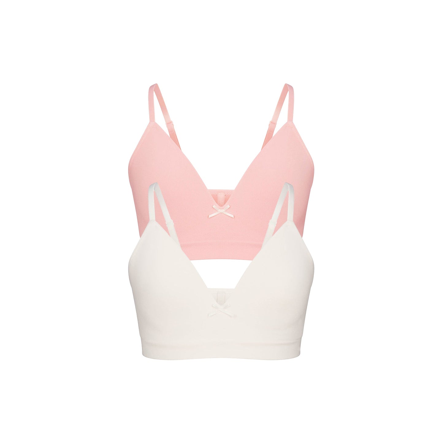 COTTON SEAMLESS JUNIORS TRAINING BRA 2-PACK | MARBLE AND BALLET