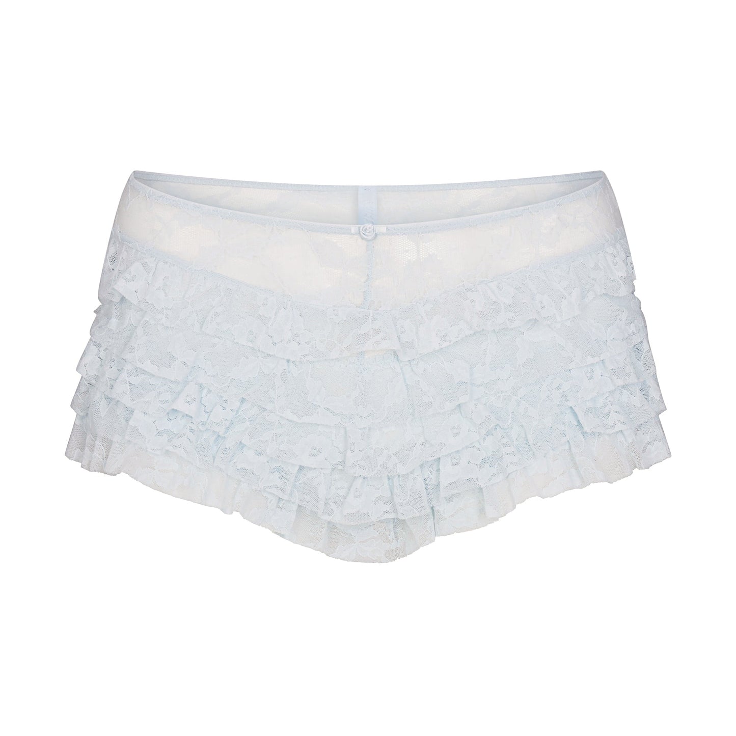 STRETCH LACE RUFFLE SHORT | POWDER BLUE
