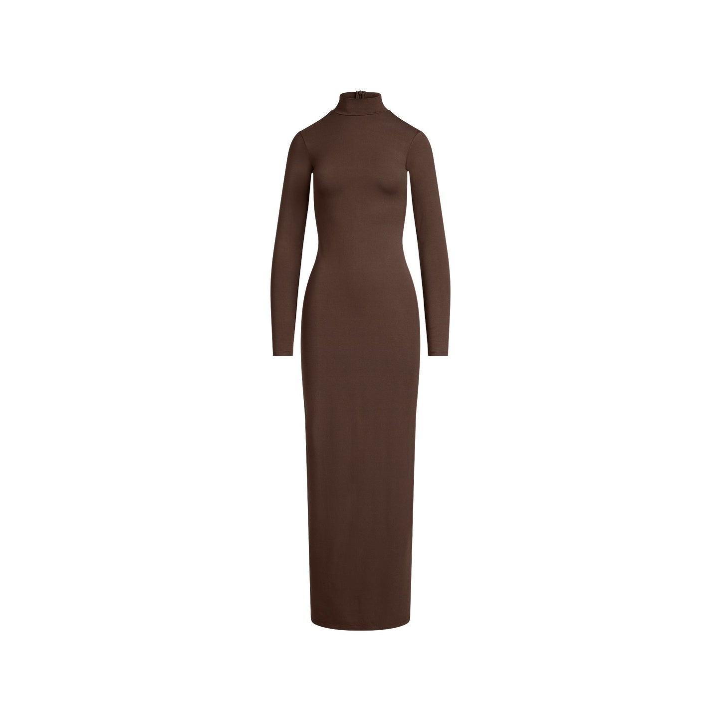 SMOOTH LAYERS TURTLENECK LONG DRESS | ESPRESSO