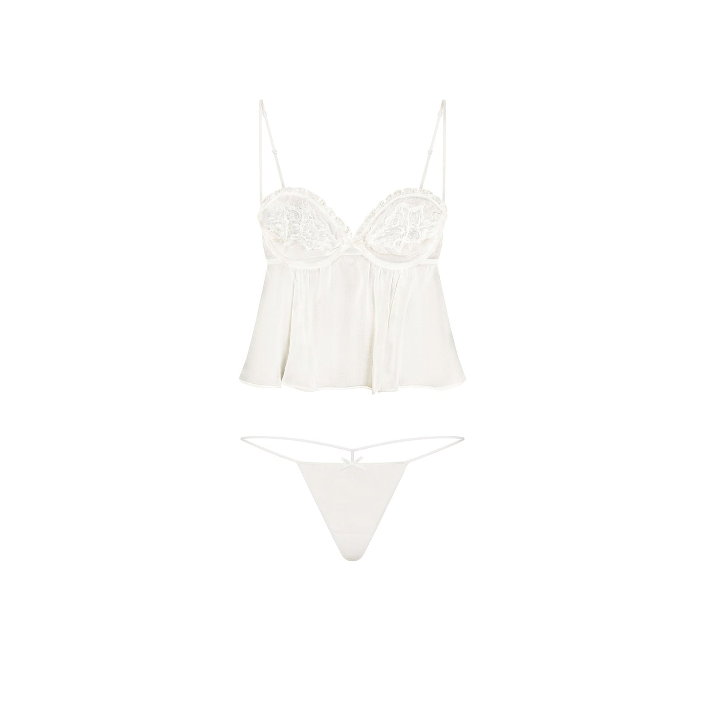 SKIMS ROMANCE BABYDOLL TOP AND STRING THONG SET | IVORY