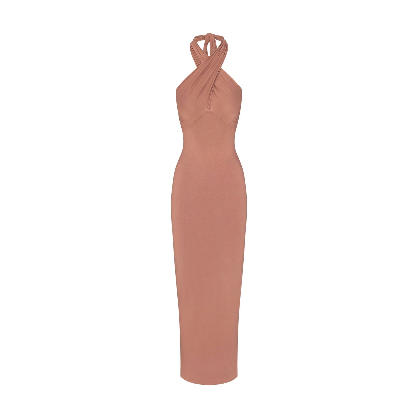 SMOOTH LAYERS CONVERTIBLE LONG DRESS | NUTMEG