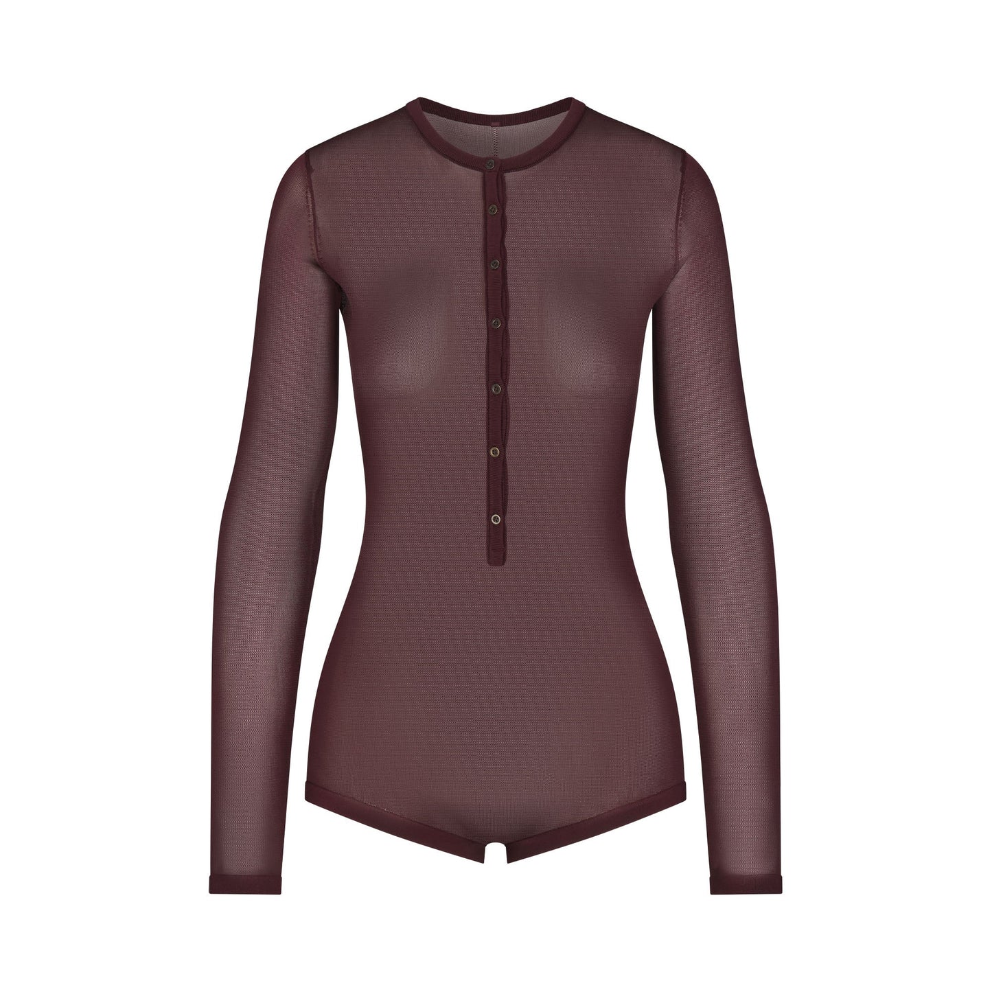 SLINKY KNIT BUTTON UP HENLEY ONESIE | CURRANT