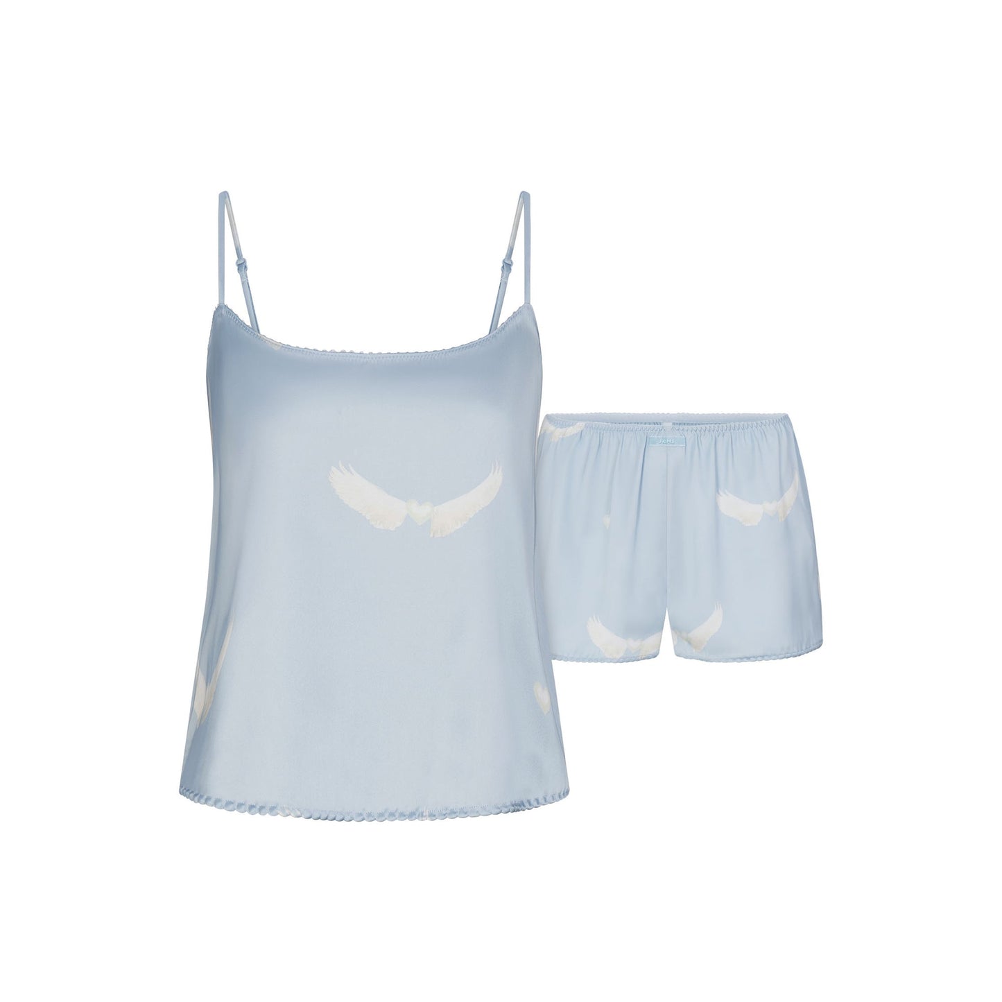 WOVEN SHINE CAMI AND SHORT SLEEP SET | AERO WING HEARTS PRINT