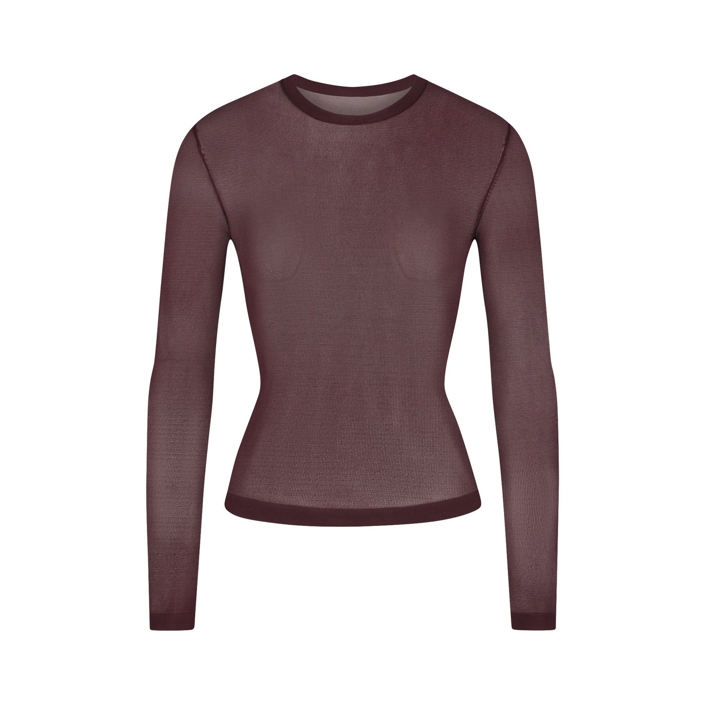 SLINKY KNIT CREW NECK LONG SLEEVE TOP | CURRANT
