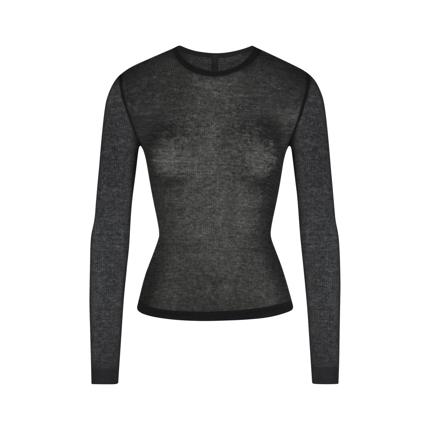 SHEER RIB LONG SLEEVE TOP | SOOT