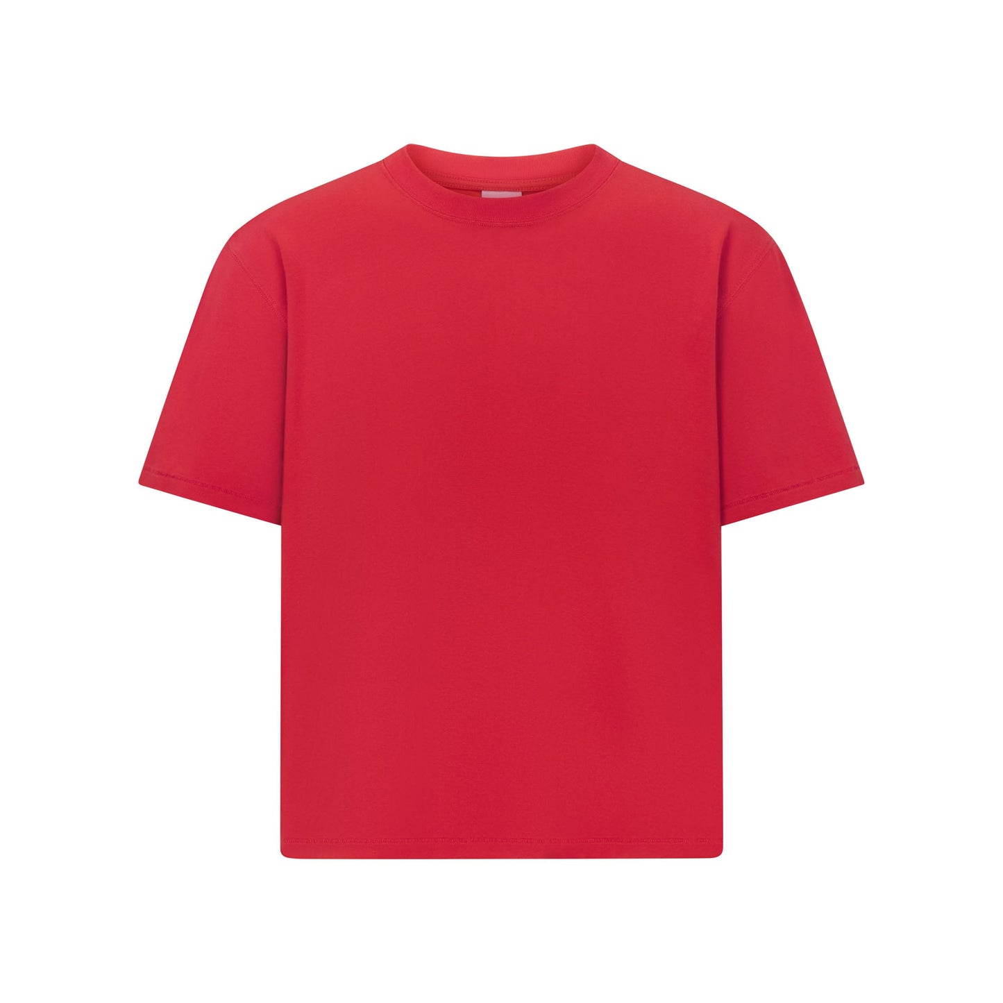 HEAVYWEIGHT COTTON MENS RELAXED CROPPED CREWNECK | WASHED RED