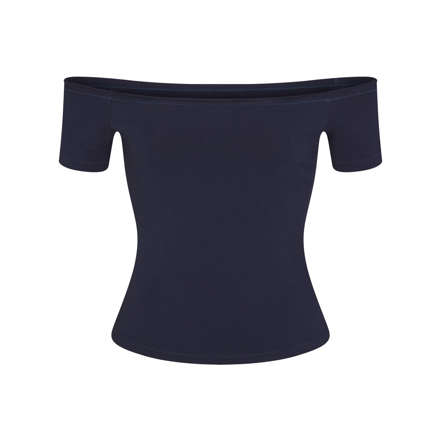 COTTON JERSEY OFF THE SHOULDER TOP | NAVY