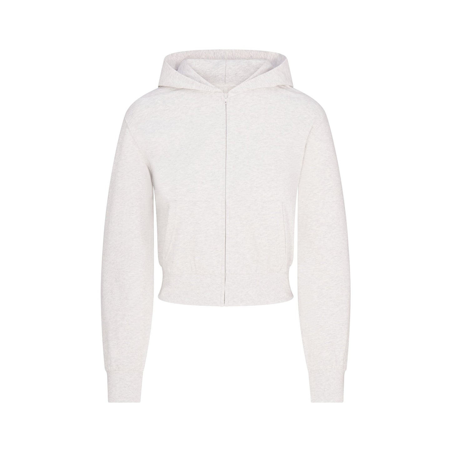 COTTON JERSEY ZIP UP HOODIE | LIGHT HEATHER GREY