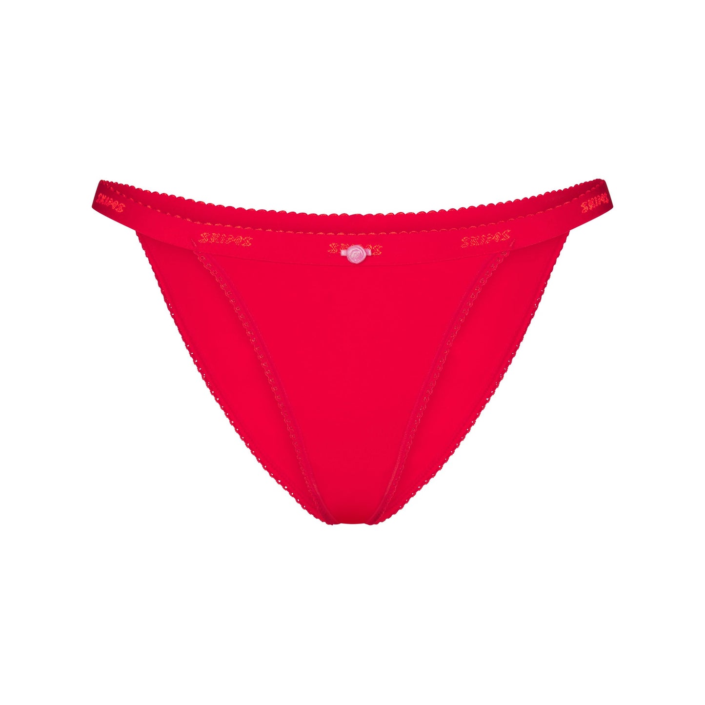 LIGHTWEIGHT COTTON LOGO PICOT STRING BIKINI | RUBY TONAL