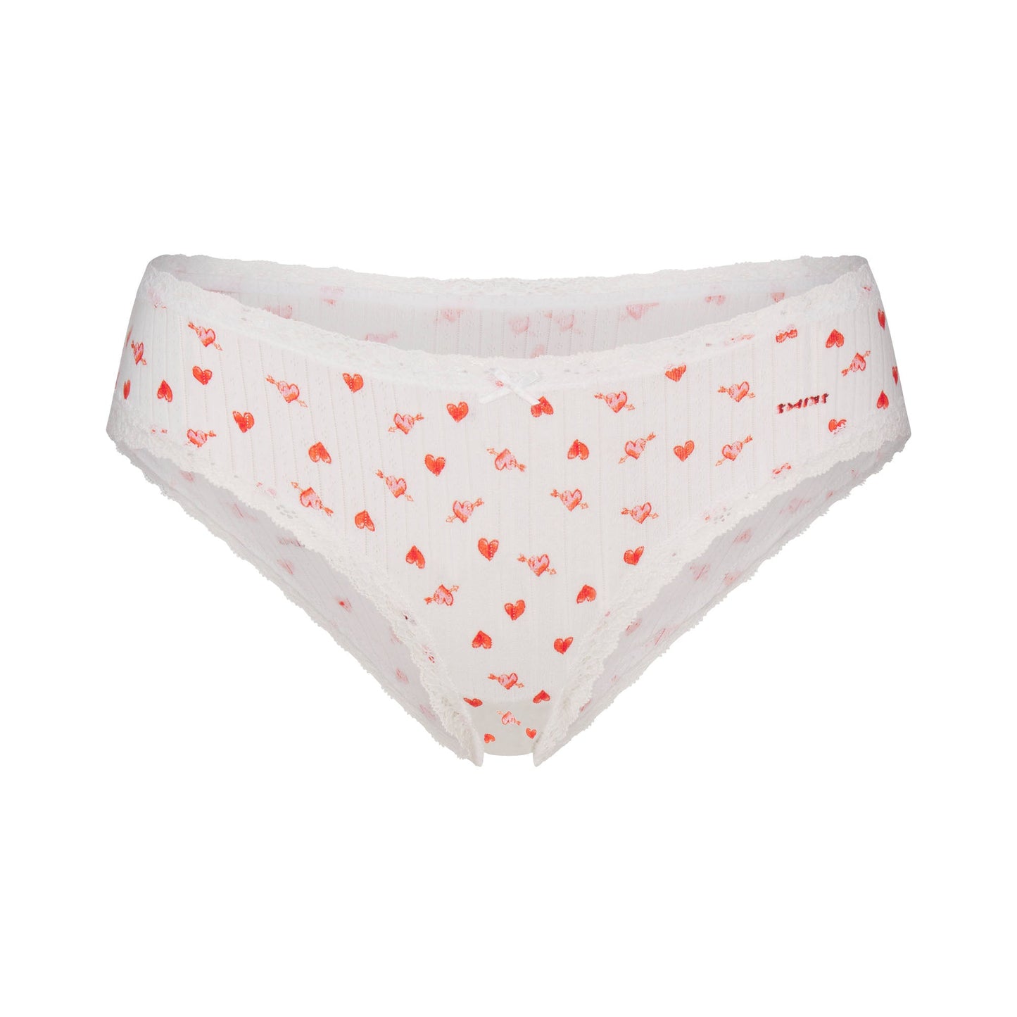 LIGHTWEIGHT COTTON POINTELLE LACE BRIEF | SNOW ARROWED HEARTS