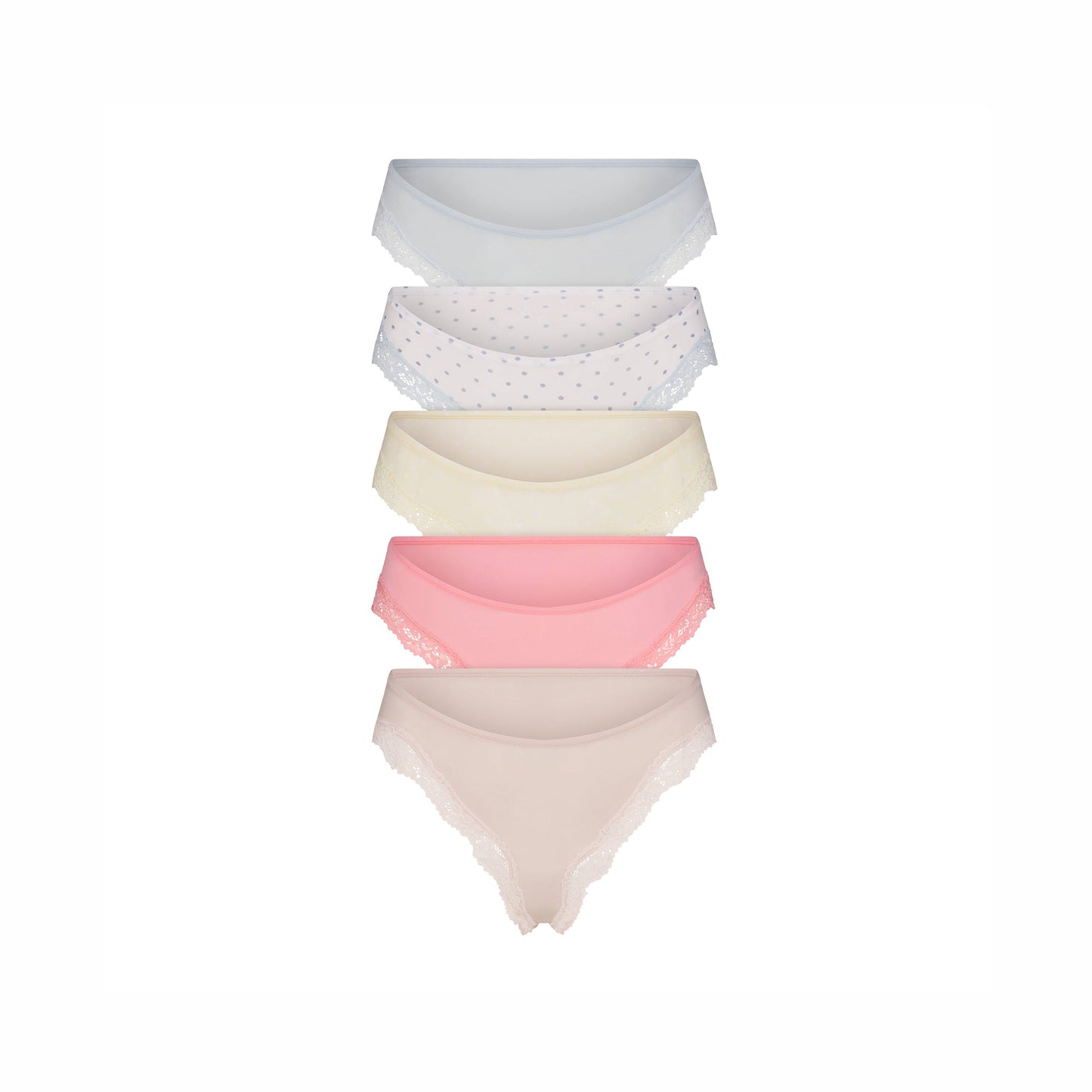 FITS EVERYBODY LACE CHEEKY TANGA 5-PACK | PIN DOT MULTI