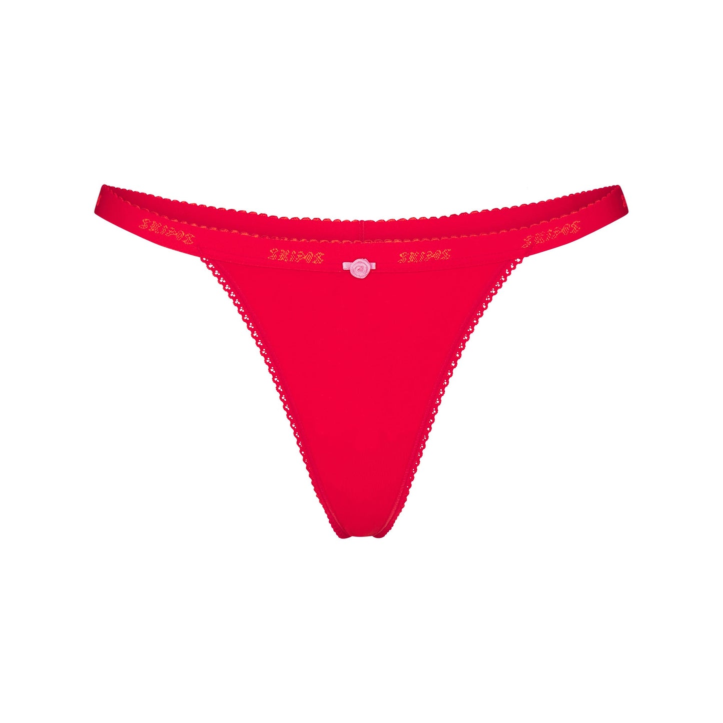 LIGHTWEIGHT COTTON LOGO PICOT THONG | RUBY TONAL