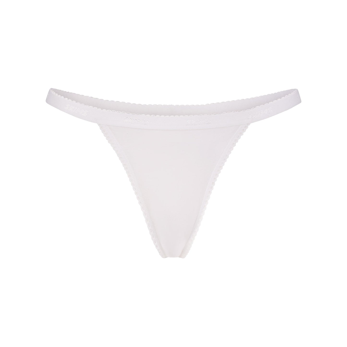 LIGHTWEIGHT COTTON LOGO PICOT THONG | SNOW