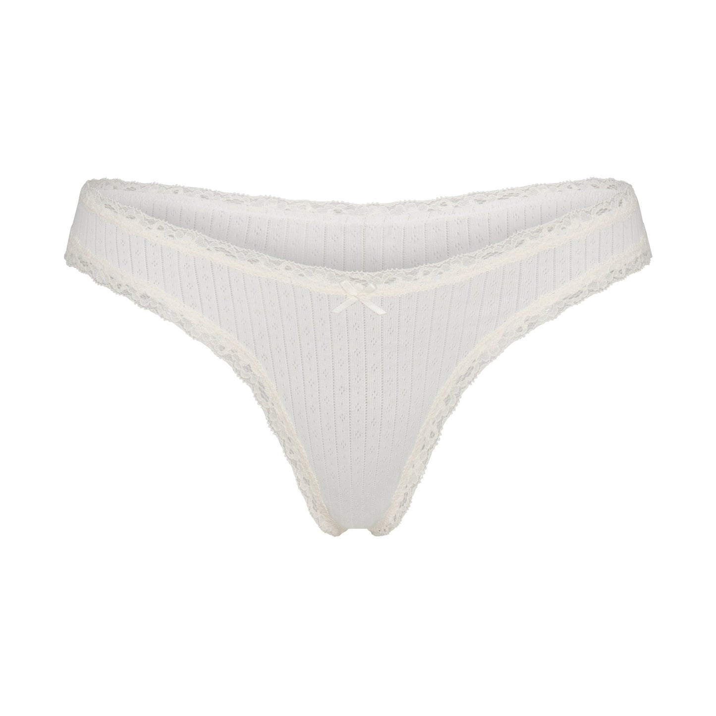 LIGHTWEIGHT COTTON POINTELLE LACE THONG | MARBLE TONAL