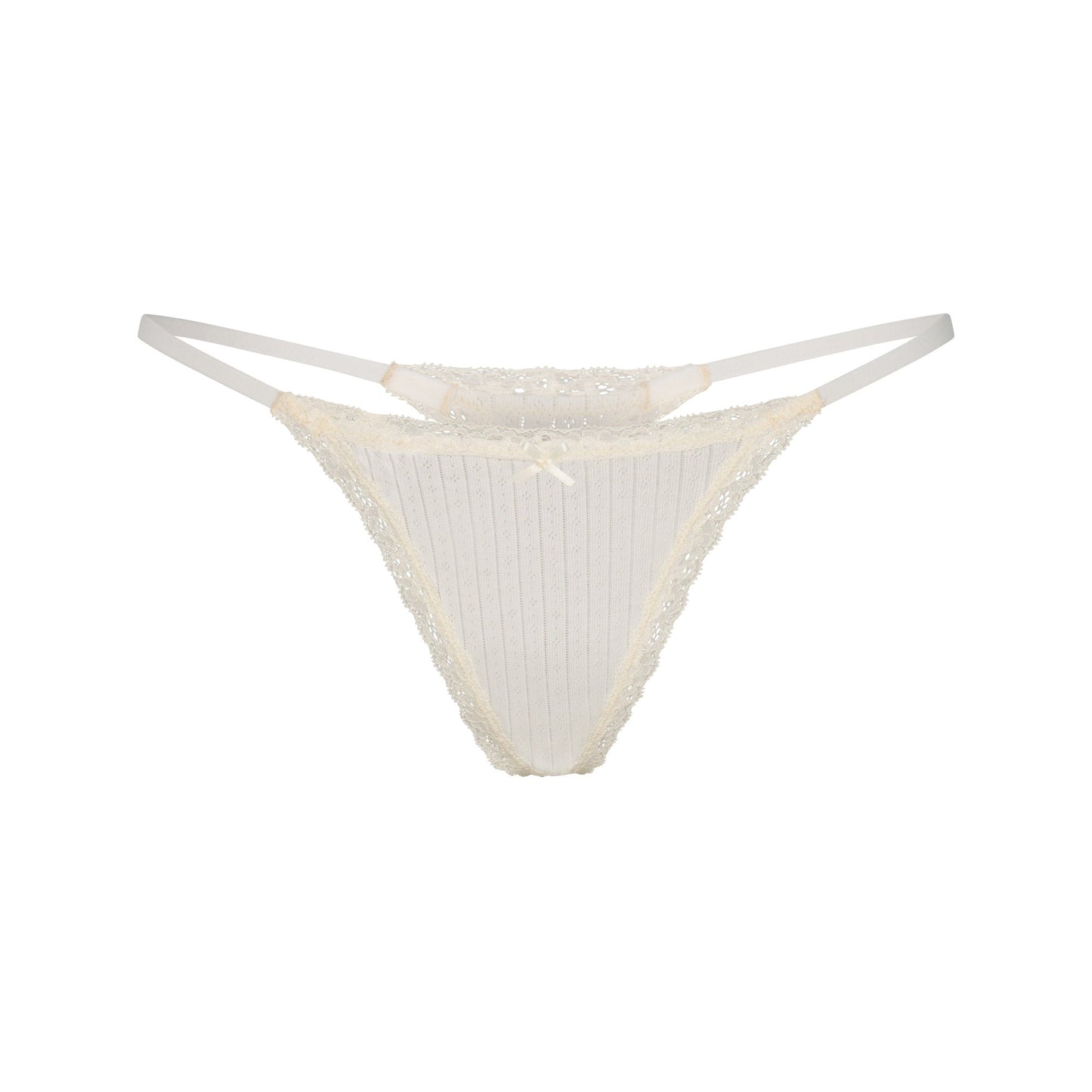 LIGHTWEIGHT COTTON POINTELLE LACE STRING THONG | MARBLE TONAL
