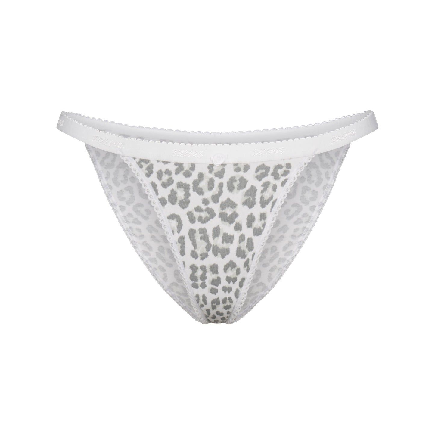 LIGHTWEIGHT COTTON LOGO PICOT STRING BIKINI | SNOW LEOPARD PRINT