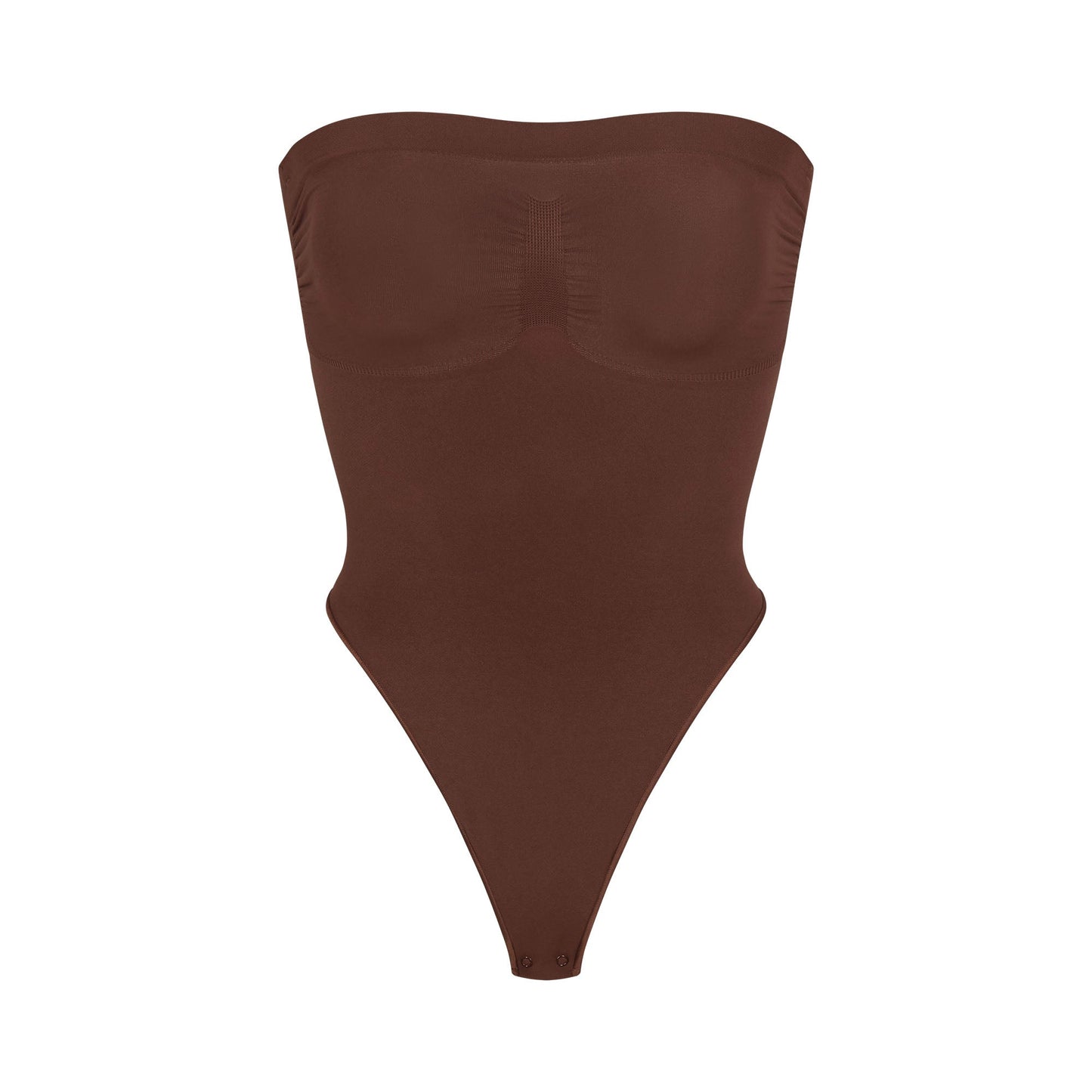 SEAMLESS SCULPT STRAPLESS THONG BODYSUIT | COCOA