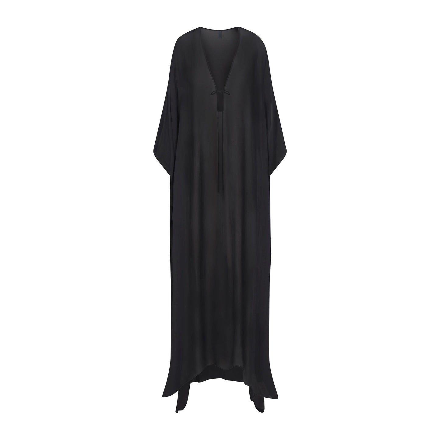SWIM COVER-UPS SHEER LONG KAFTAN | OBSIDIAN