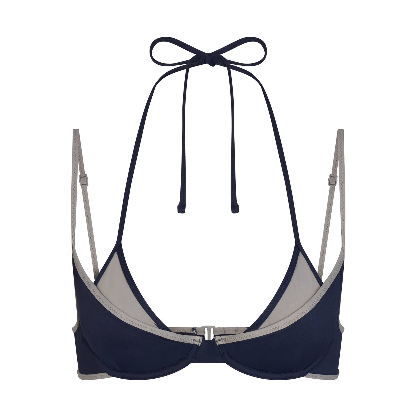 SIGNATURE SWIM LAYERED PLUNGE BIKINI TOP | NAVY CONTRAST