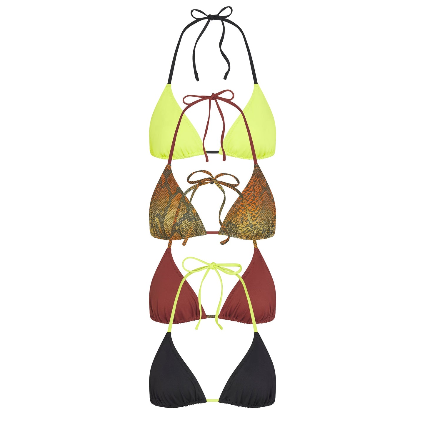 SIGNATURE SWIM TRIANGLE BIKINI TOP 4-PACK | OMBRE SNAKE MULTI