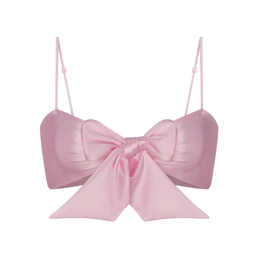 STRETCH SATIN TIE FRONT BRALETTE | HALITE