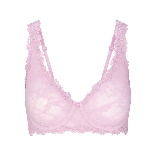 STRETCH LACE UNLINED FULL COVERAGE BRA | BABY PINK