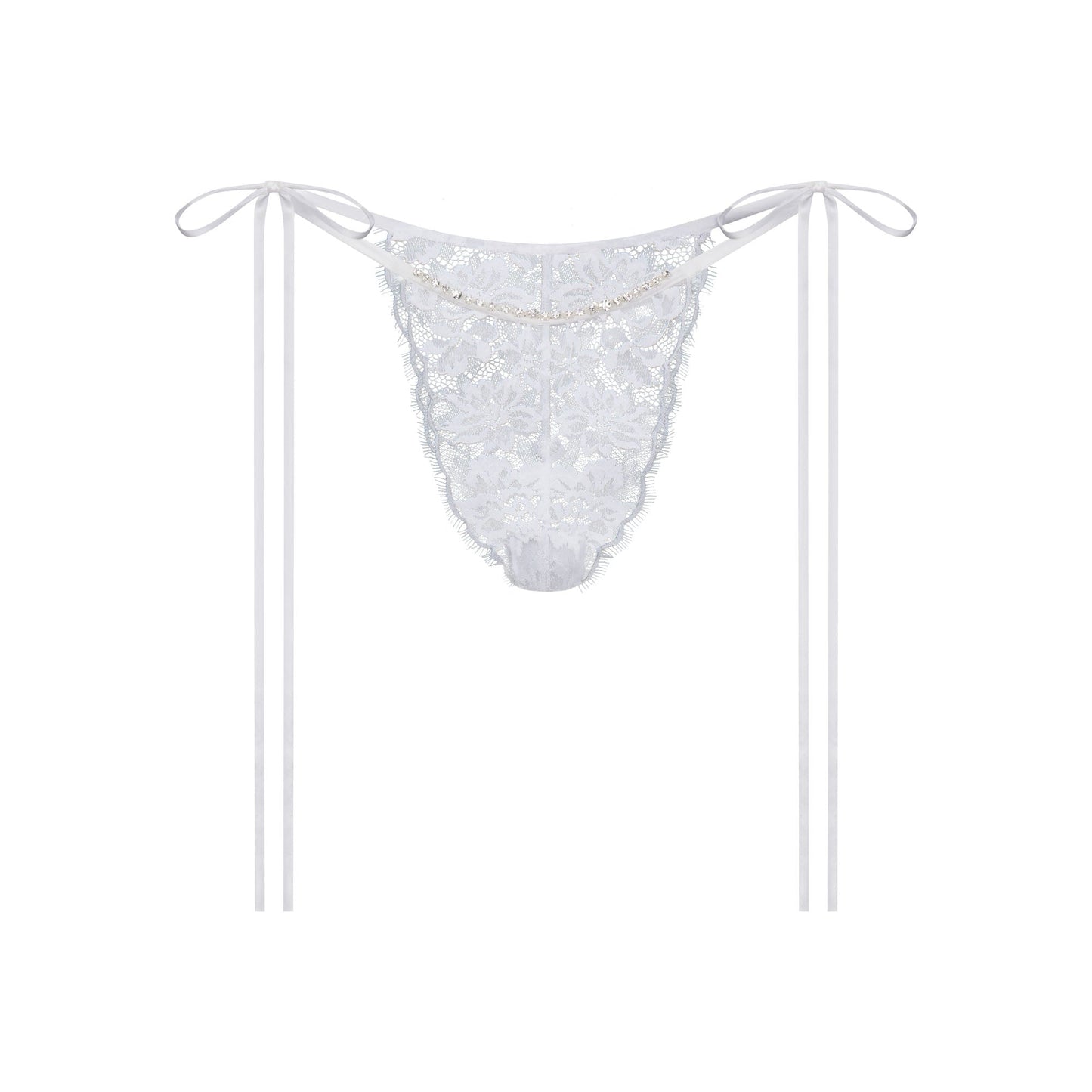 SKIMS LACE TIE SIDE TANGA | SNOW