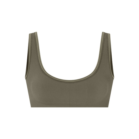NikeSKIMS RIBBED SEAMLESS MICRO SCOOP BRA | DUSTY OAKMOSS
