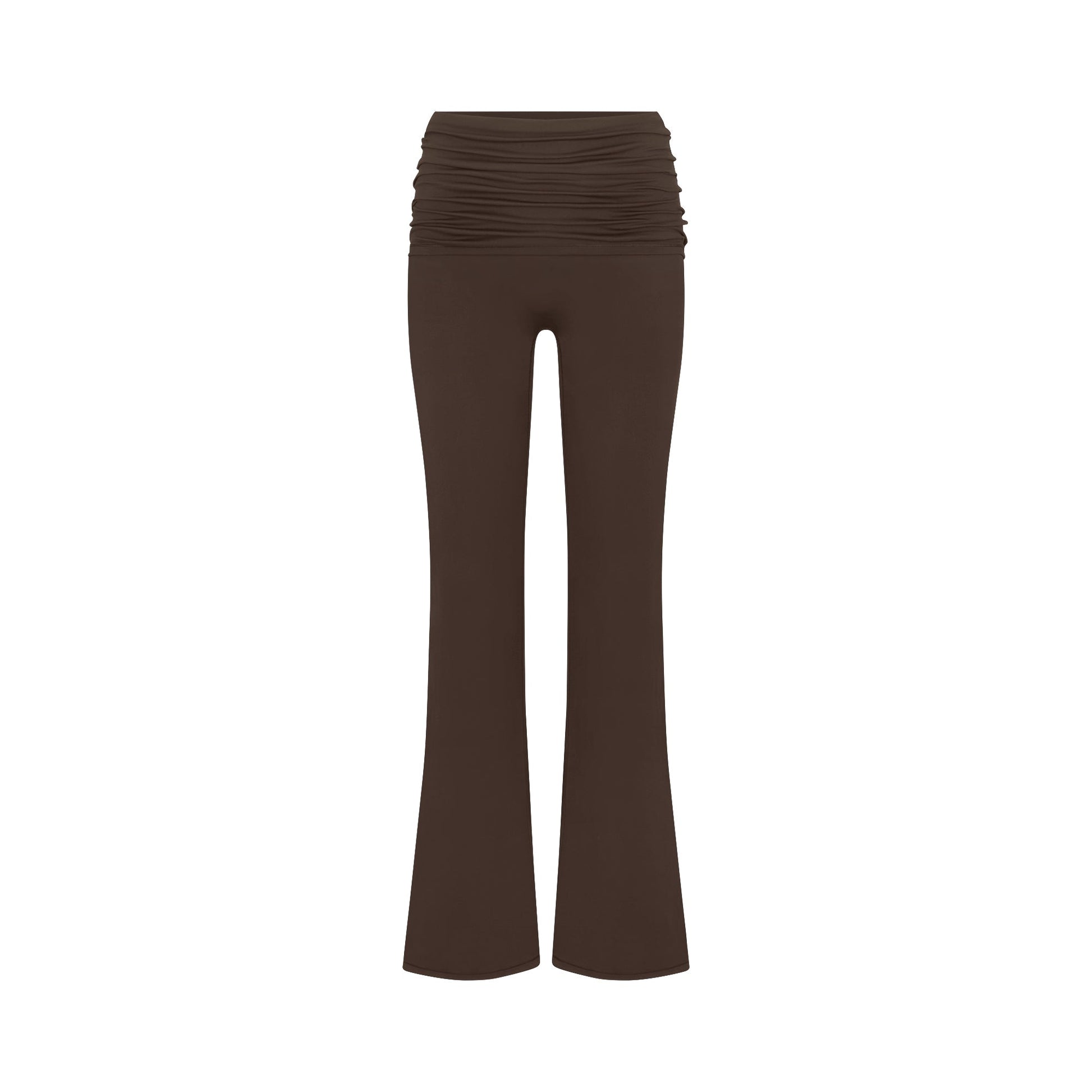 NikeSKIMS MATTE FOLDOVER SLIM FLARE LEGGING | DARK SEPIA