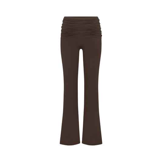 NikeSKIMS MATTE FOLDOVER SLIM FLARE LEGGING | DARK SEPIA
