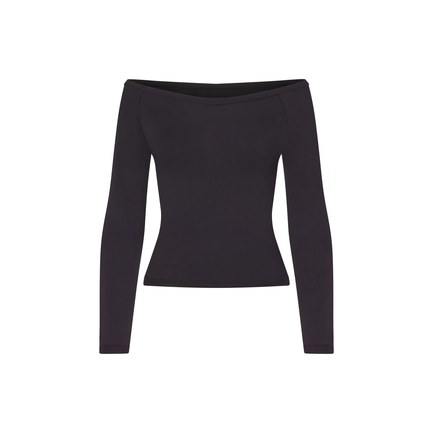 NikeSKIMS STRETCH KNIT LONG SLEEVE BOATNECK TOP | OBSIDIAN