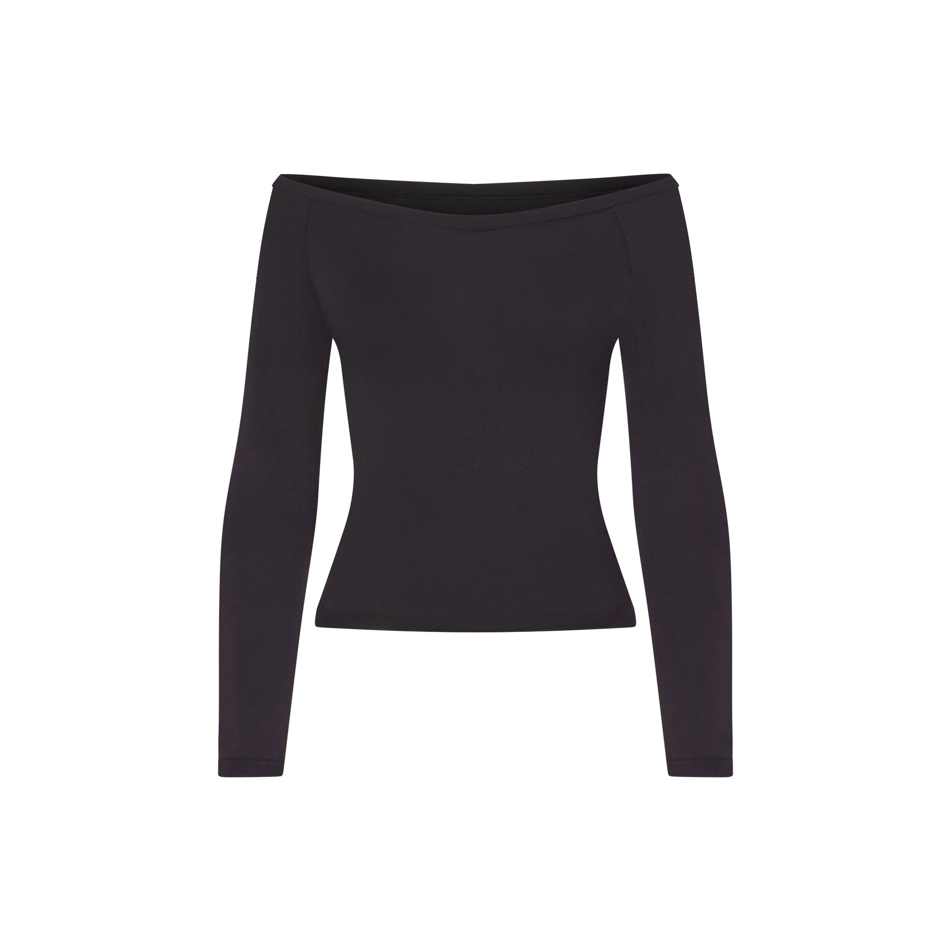 NikeSKIMS STRETCH KNIT LONG SLEEVE BOATNECK TOP | OBSIDIAN