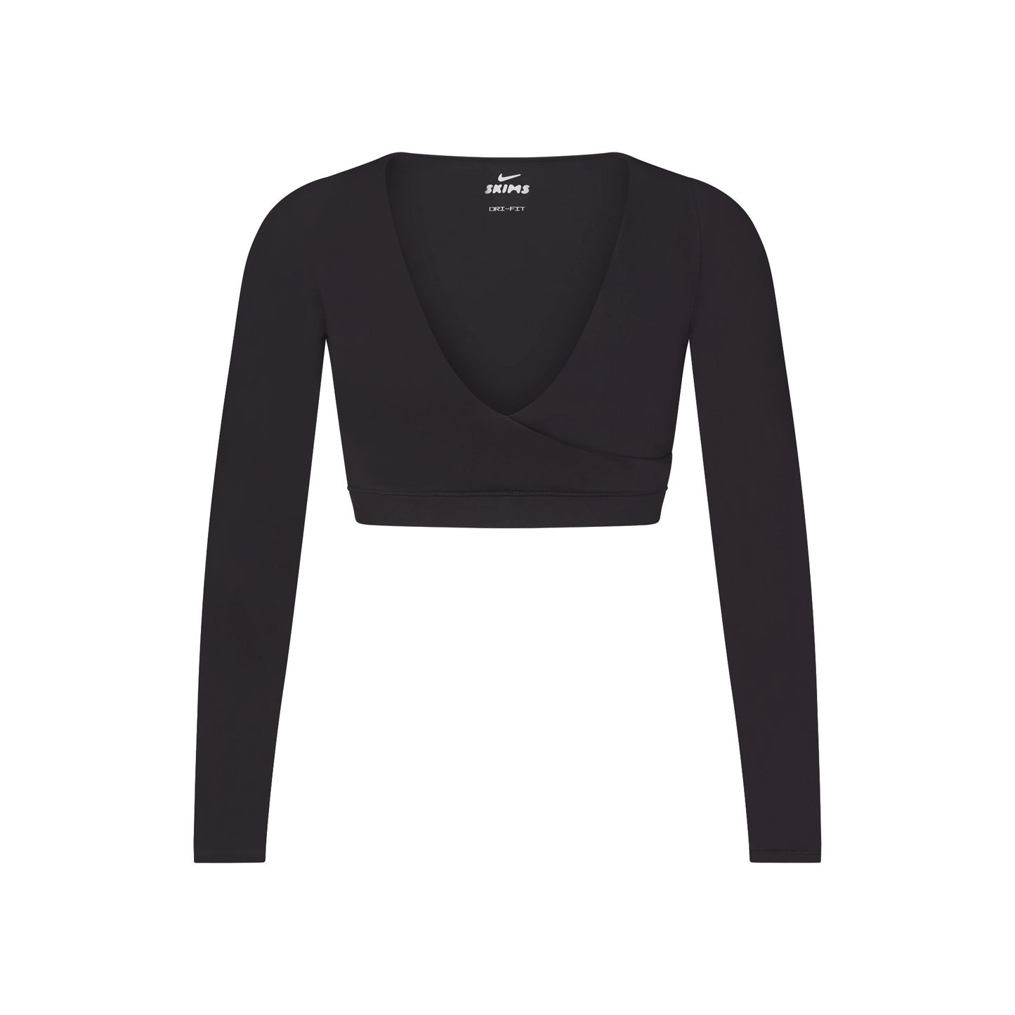 NikeSKIMS MATTE WRAP LONG SLEEVE CROPPED TOP | OBSIDIAN