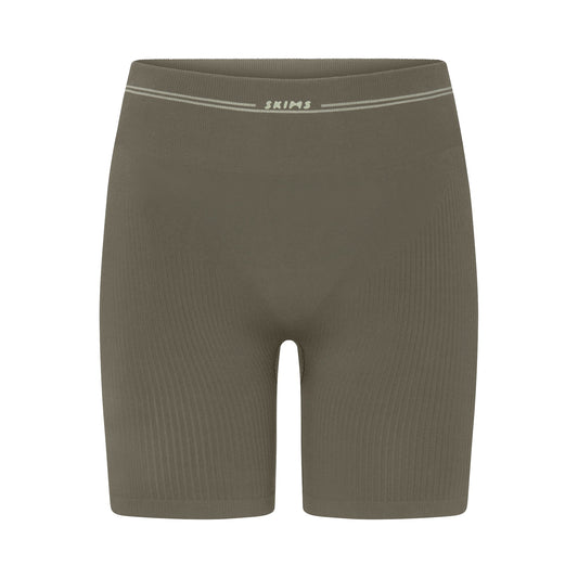 NikeSKIMS RIBBED SEAMLESS 5" BIKER SHORT | DUSTY OAKMOSS