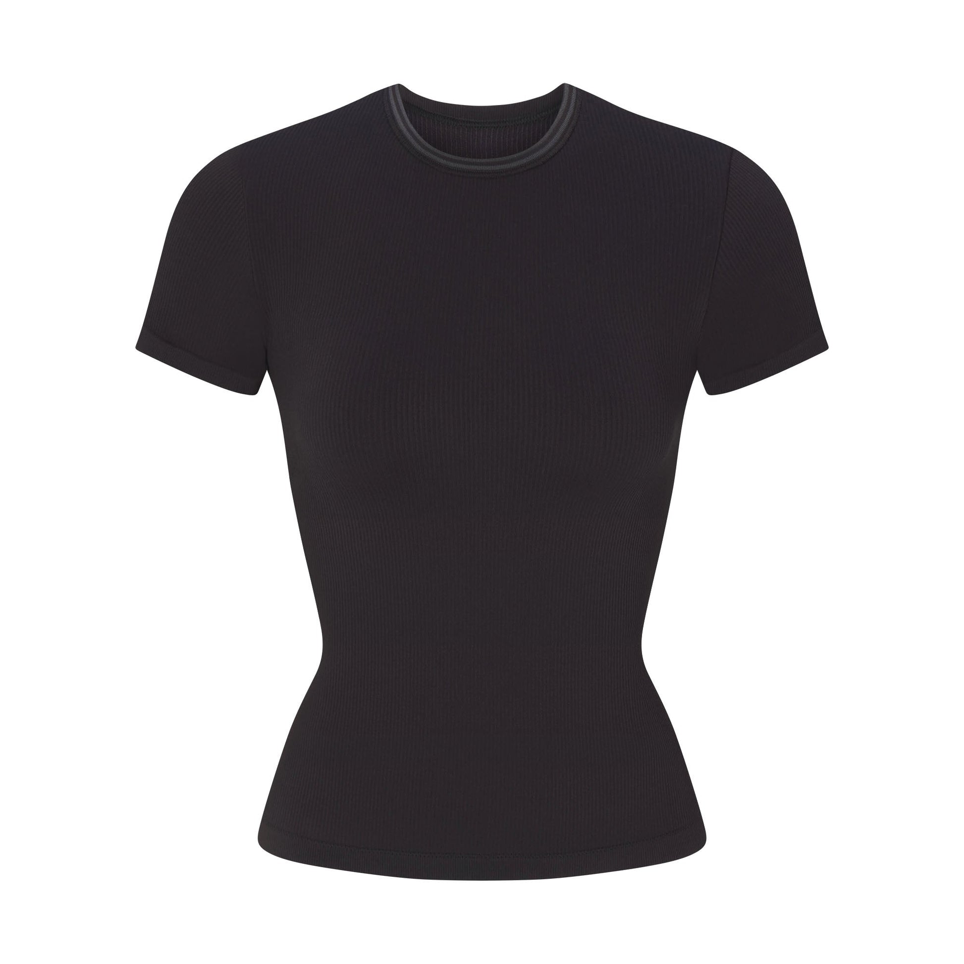 NikeSKIMS RIBBED SEAMLESS BABY TEE | OBSIDIAN