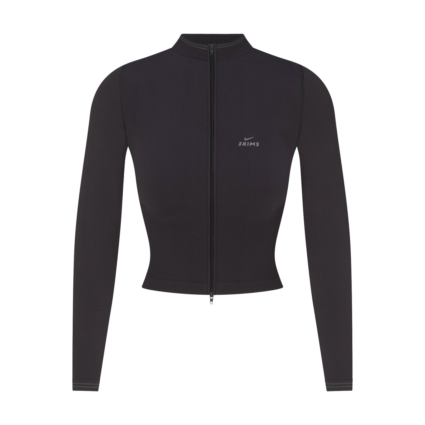 NikeSKIMS RIBBED SEAMLESS ZIP UP CROP JACKET | OBSIDIAN