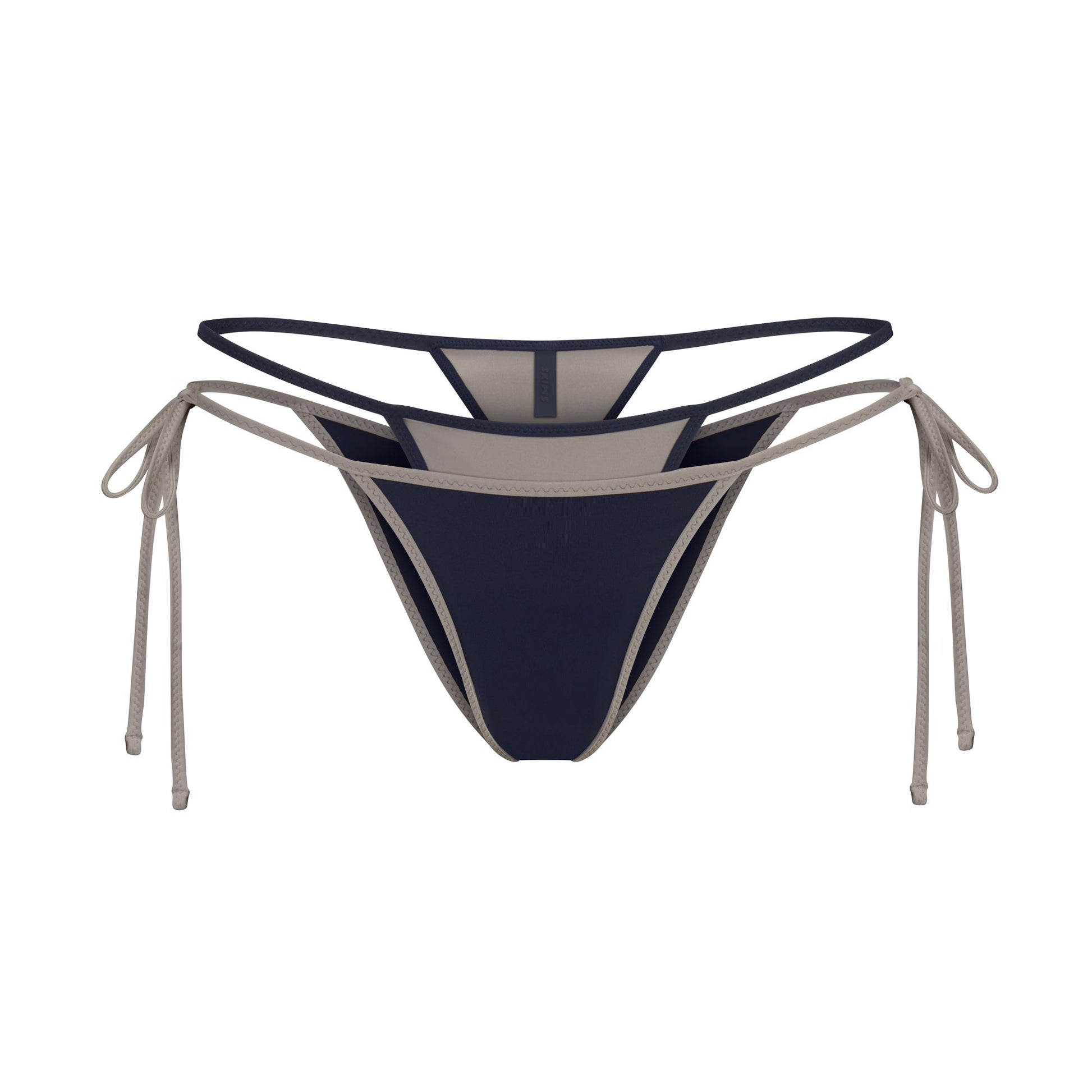 SIGNATURE SWIM LAYERED TIE SIDE BIKINI BOTTOM | NAVY CONTRAST