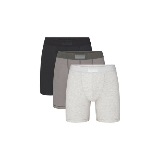 SKIMS COTTON MENS 5" BOXER BRIEF 3-PACK | HEATHER MULTI