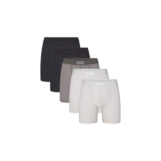 SKIMS COTTON MENS 5" BOXER BRIEF 5-PACK | HEATHER MULTI
