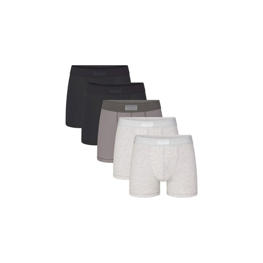 SKIMS COTTON MENS 3" BOXER BRIEF 5-PACK | HEATHER MULTI