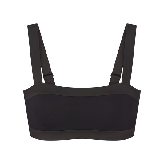 NikeSKIMS MATTE SHINE MIX STRAIGHT NECK BRA | OBSIDIAN AND IGNEOUS