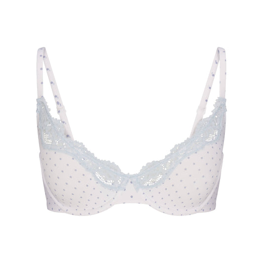 FITS EVERYBODY LACE UNLINED SCOOP BRA | SLATE PIN DOT PRINT