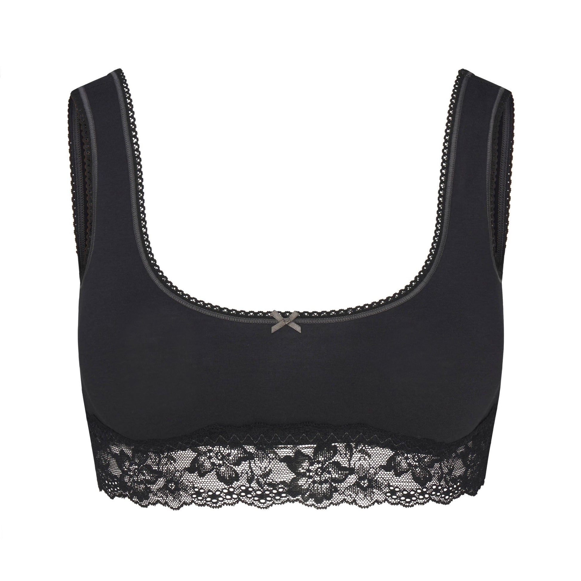 LIGHTWEIGHT COTTON LACE SCOOP BRALETTE | SOOT TONAL